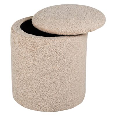 beige teddy poef met opbergruimte afbeelding 2