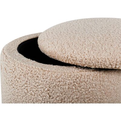 beige teddy poef met opbergruimte afbeelding 3