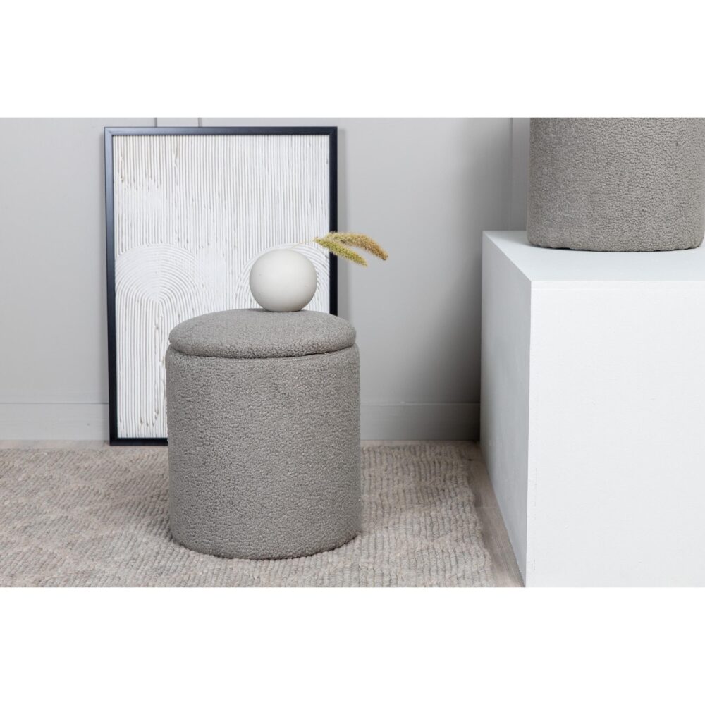 grijze teddy poef met opbergruimte afbeelding 5