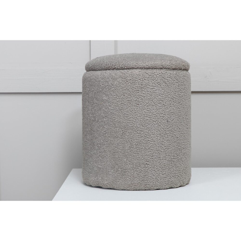 grijze teddy poef met opbergruimte afbeelding 7