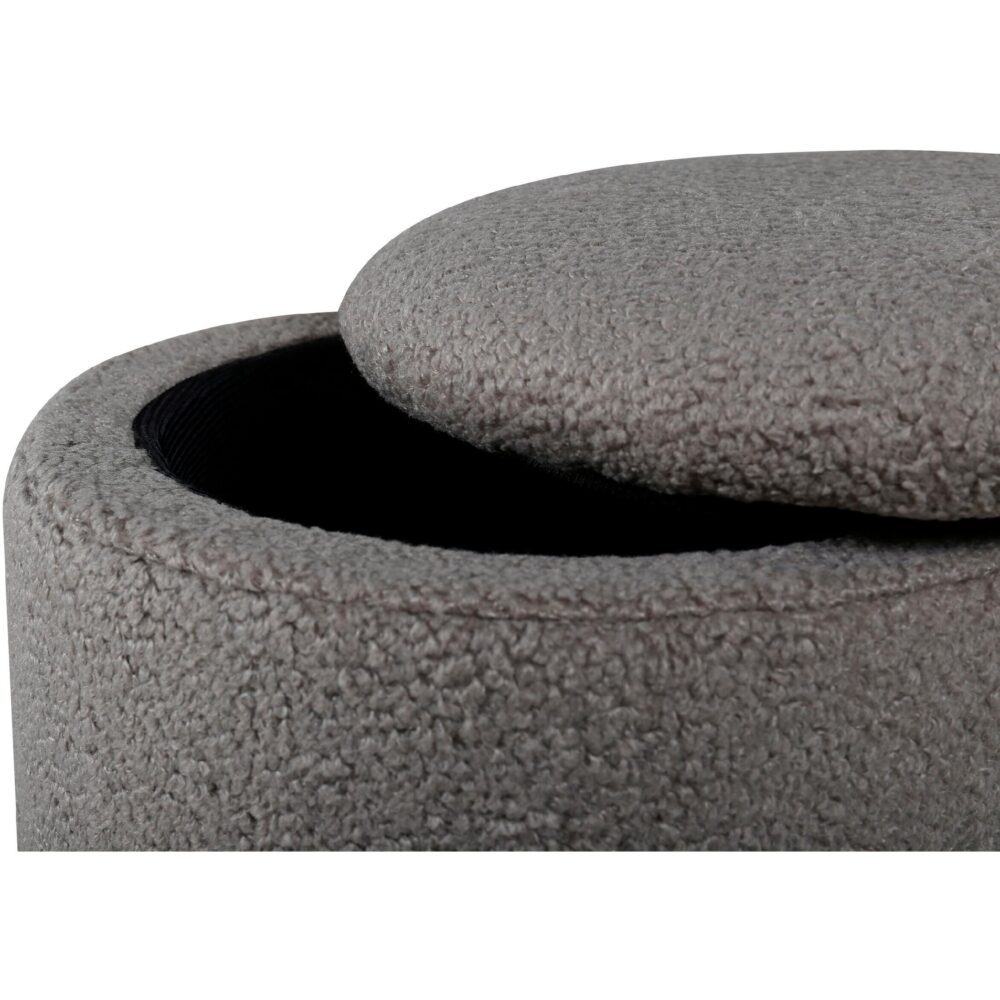 grijze teddy poef met opbergruimte afbeelding 3