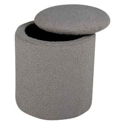 grijze teddy poef met opbergruimte afbeelding 2