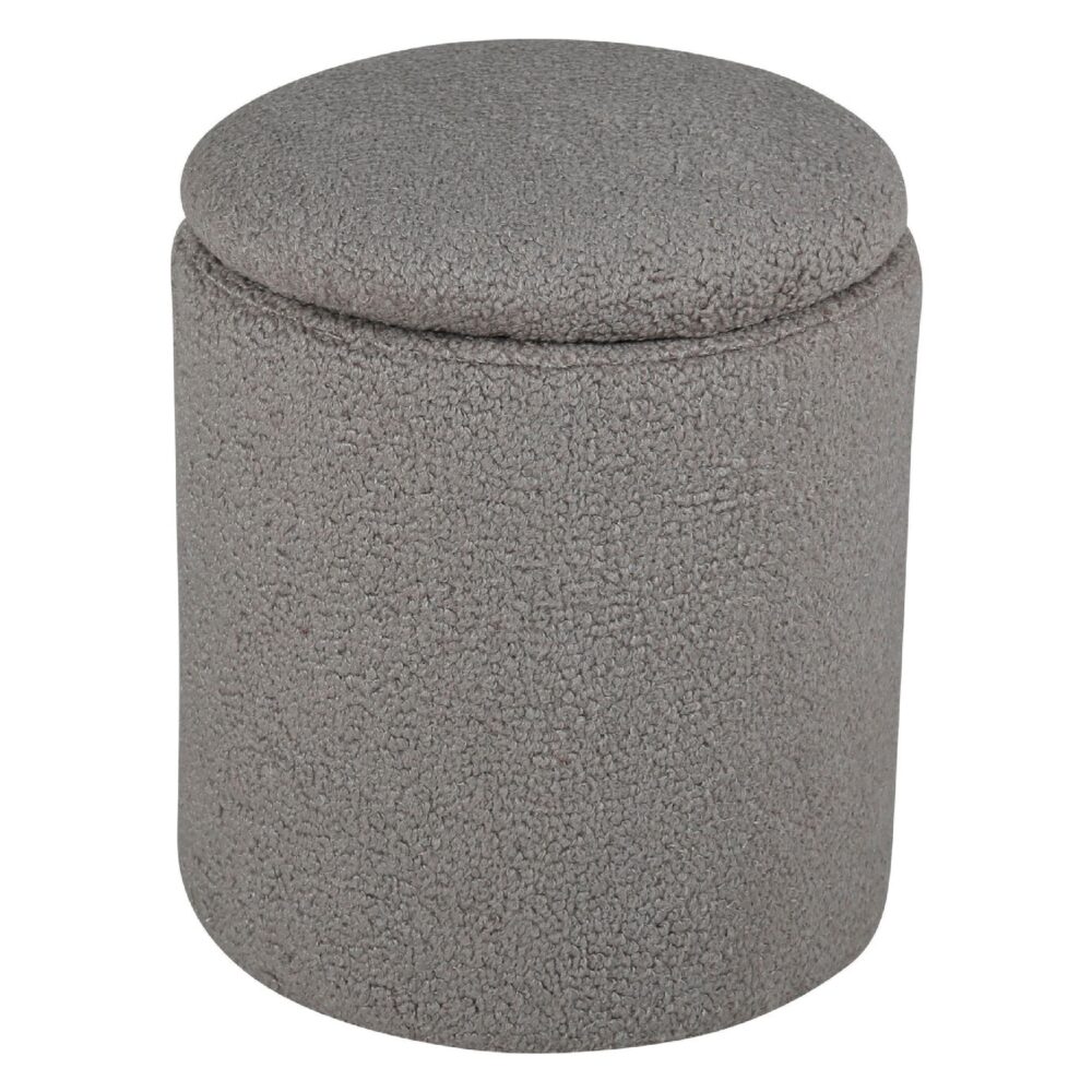 grijze teddy poef met opbergruimte afbeelding 1