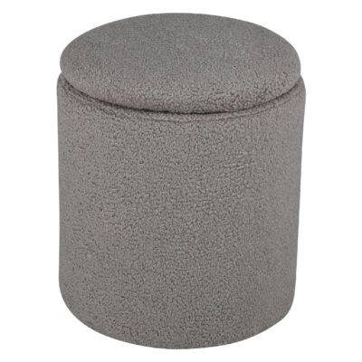 grijze teddy poef met opbergruimte afbeelding 1