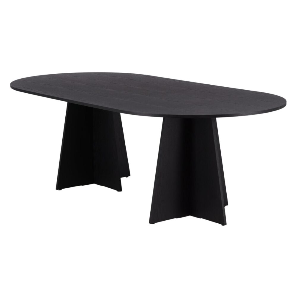 ovale zwarte eettafel Kuna 230x115 afbeelding 1