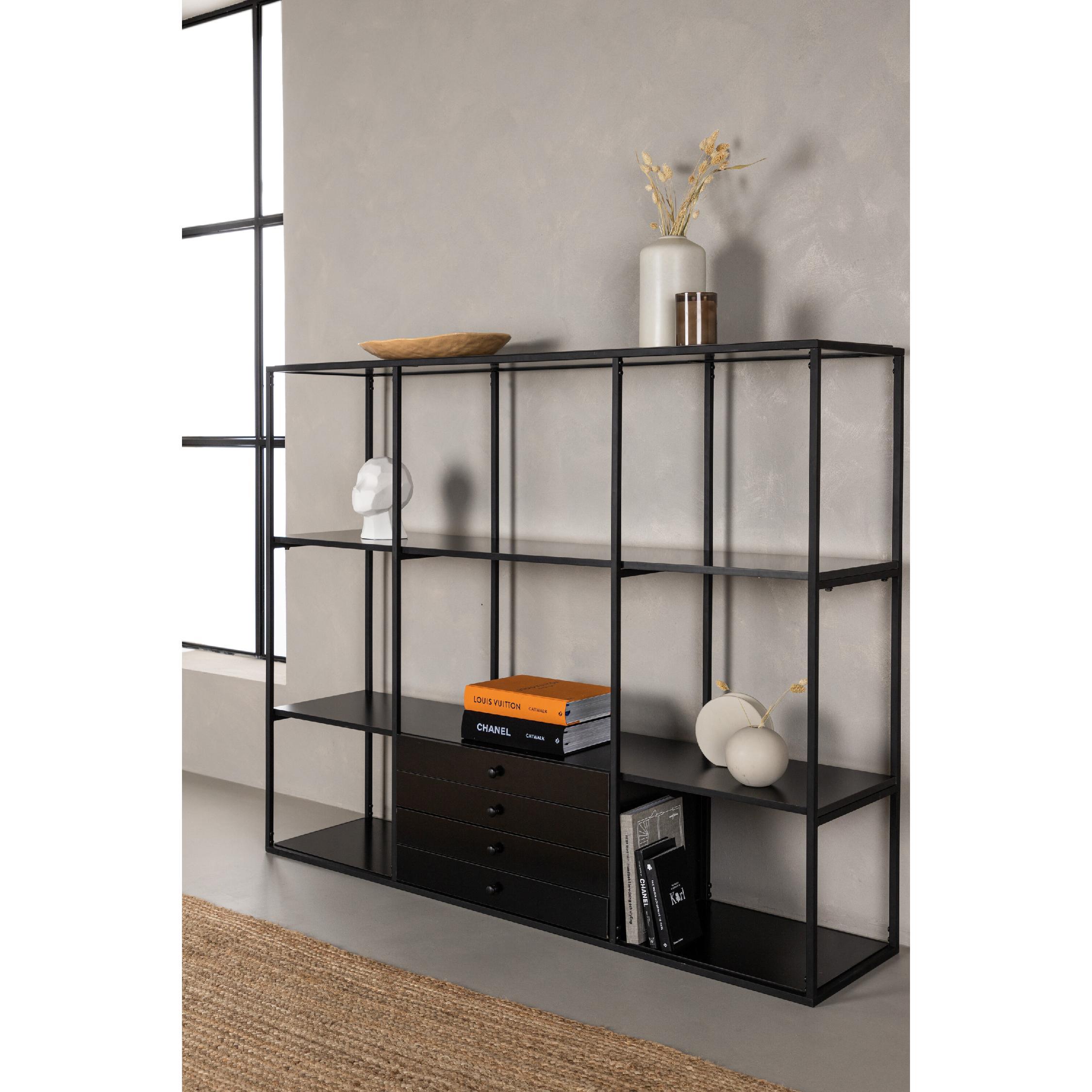 zwarte boekenkast met open vakken afbeelding 7