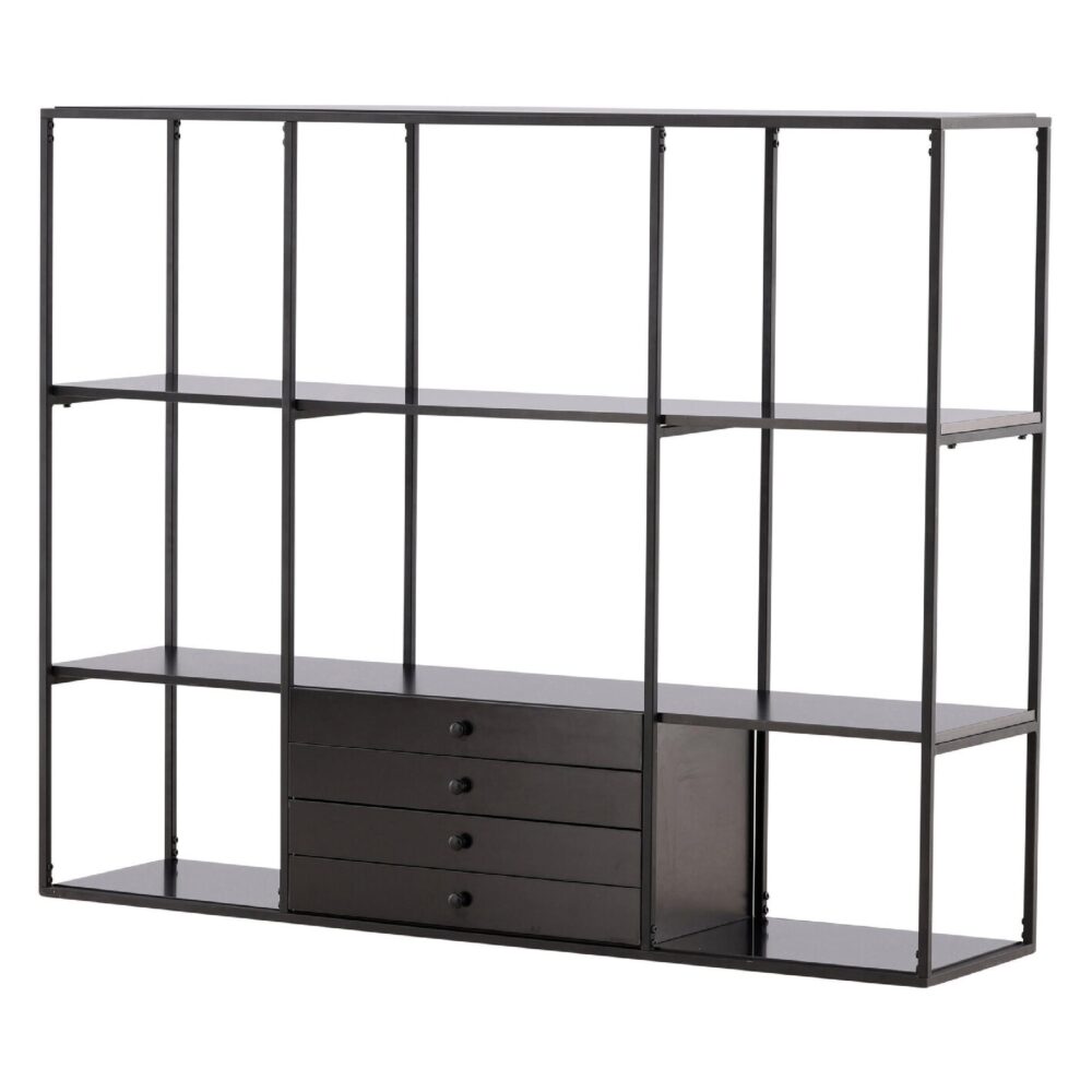 zwarte boekenkast met open vakken afbeelding 1