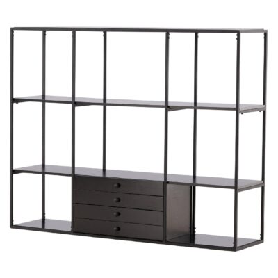 zwarte boekenkast met open vakken afbeelding 1