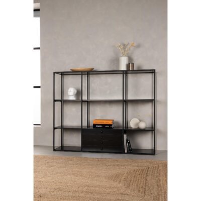 zwarte boekenkast met open vakken afbeelding 8