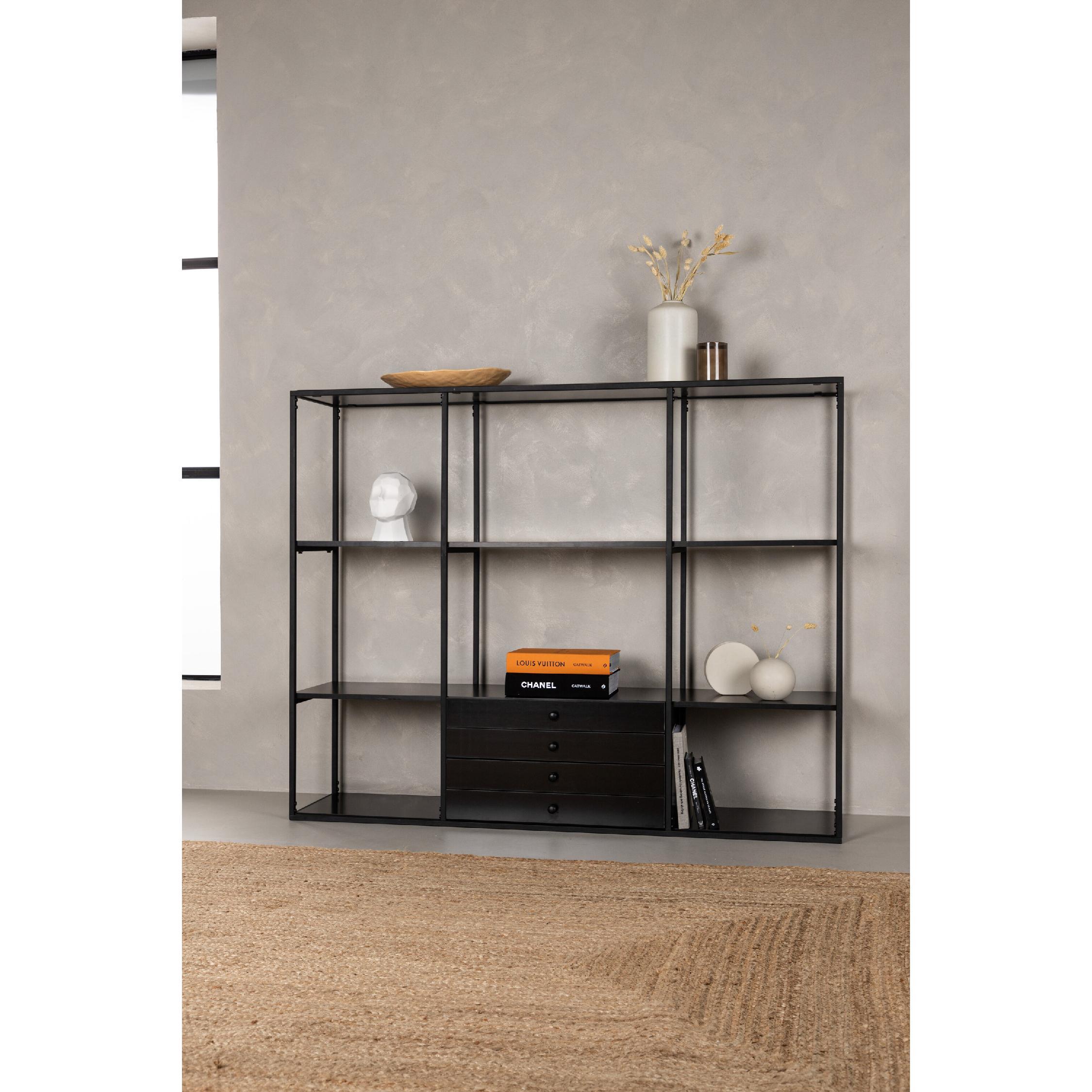 zwarte boekenkast met open vakken afbeelding 8