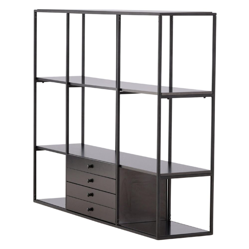 zwarte boekenkast met open vakken afbeelding 3