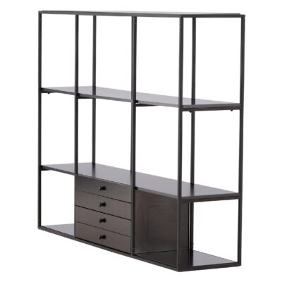 zwarte boekenkast met open vakken afbeelding 3