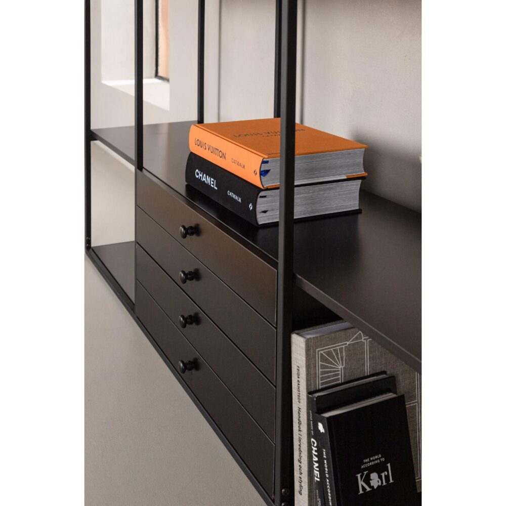 zwarte boekenkast met open vakken afbeelding 10