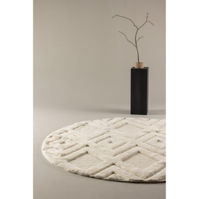 rond wollen vloerkleed wit 200 cm afbeelding 3