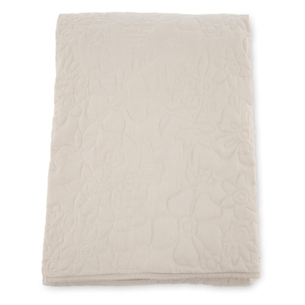 beige bloemen bedsprei microvezel 250x150 afbeelding 1
