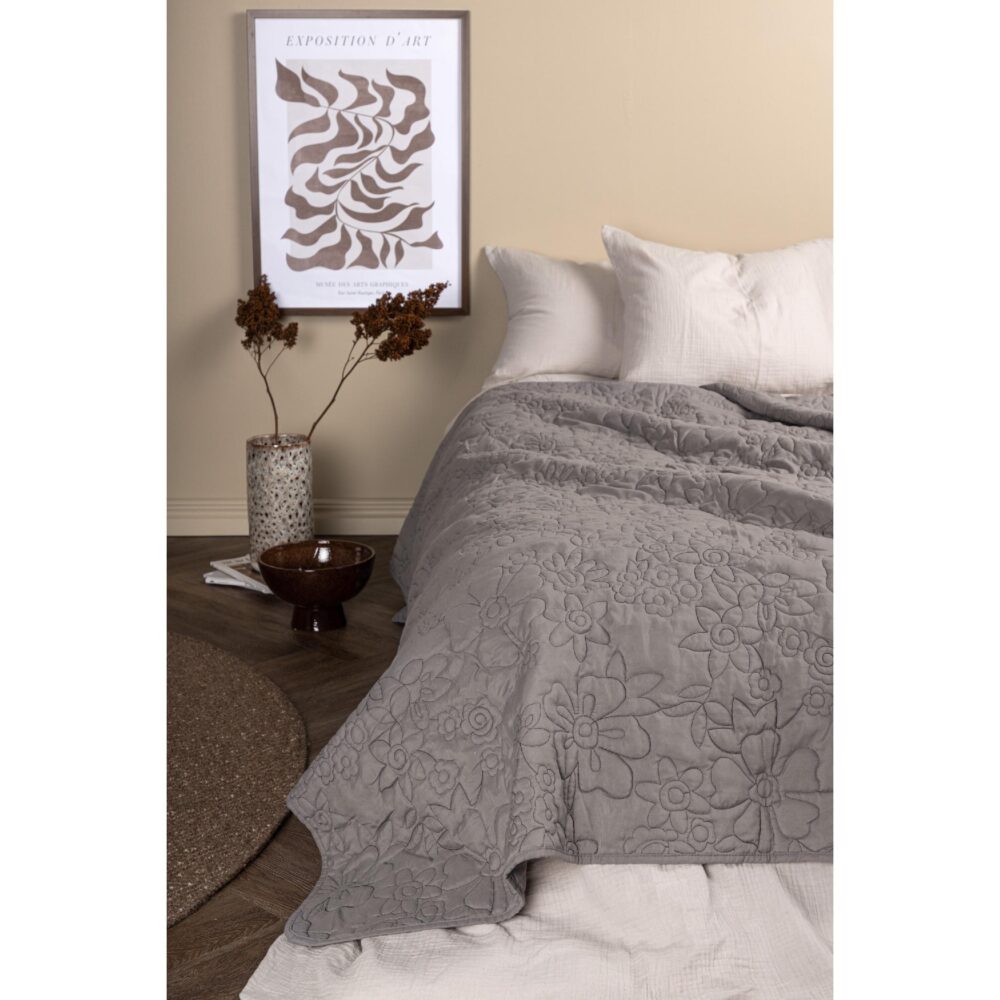 lichtgrijze microvezel bedsprei 260x260 afbeelding 4