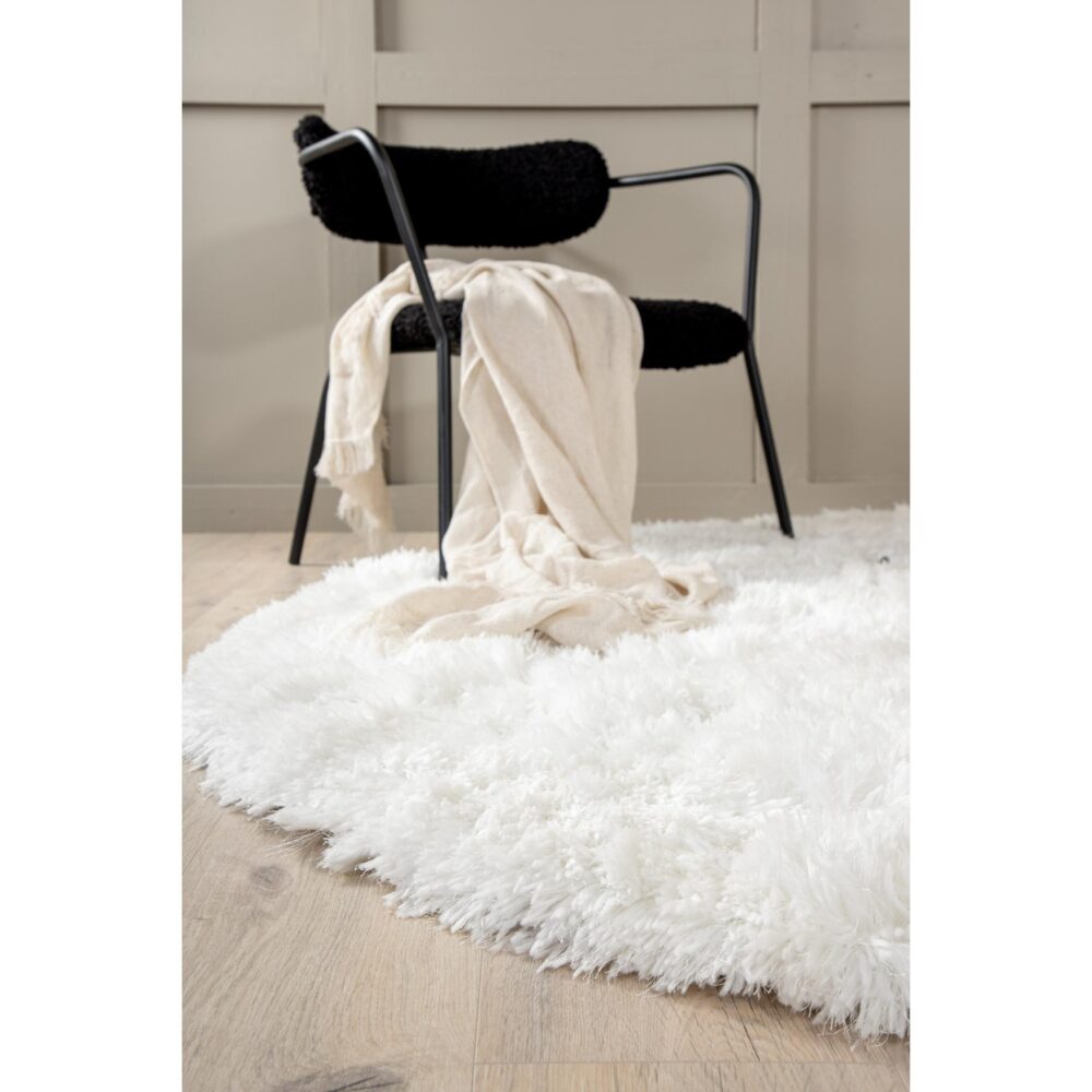 wit rond hoogpolig vloerkleed 300 cm afbeelding 5