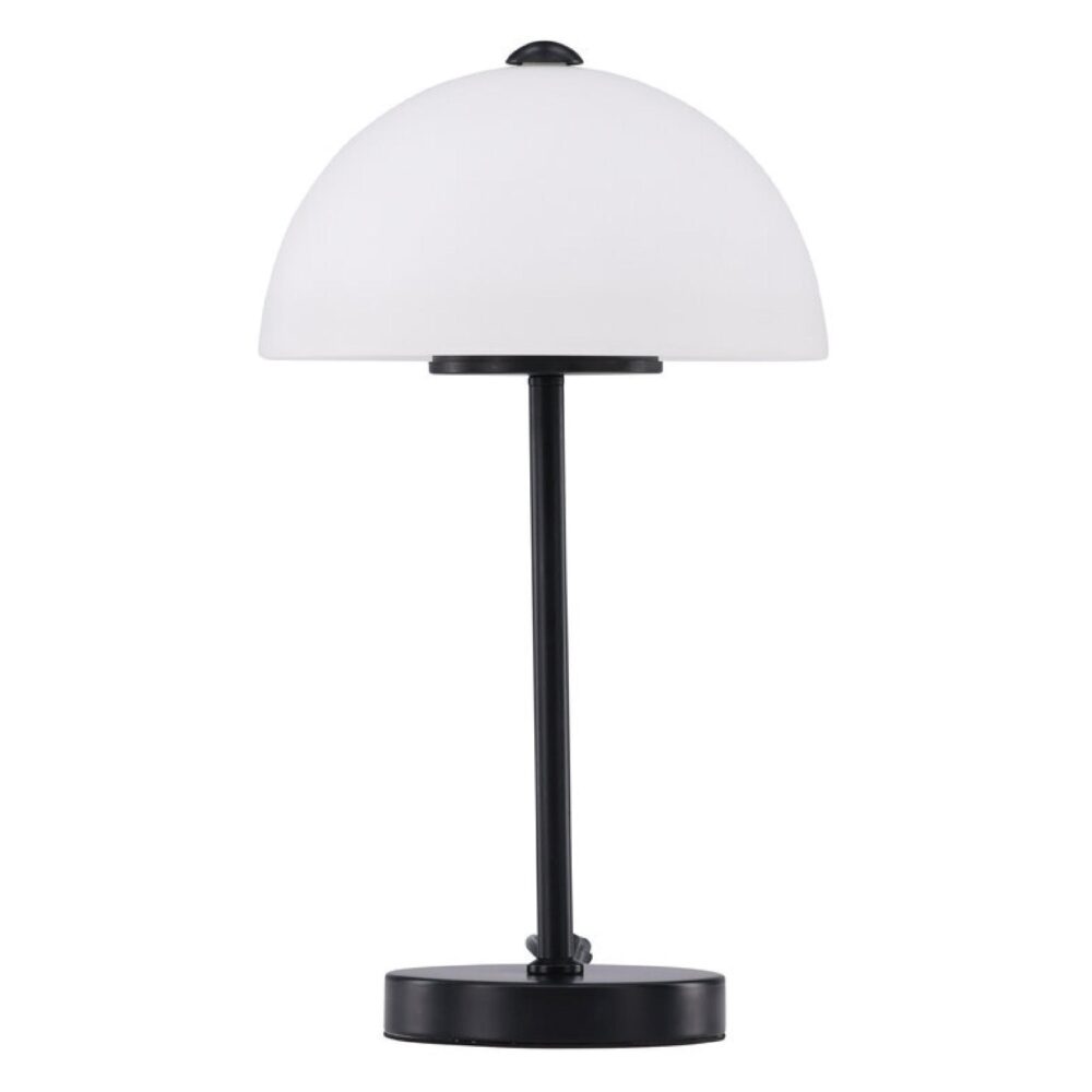 Scandinavische tafellamp met witte glazen kap afbeelding 1