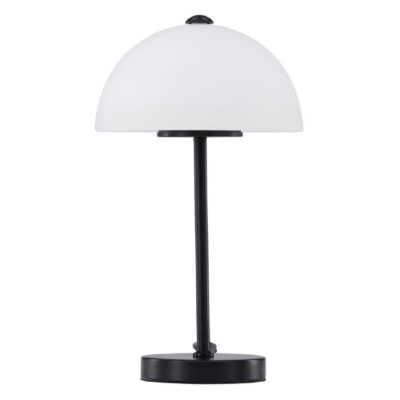 Scandinavische tafellamp met witte glazen kap afbeelding 1