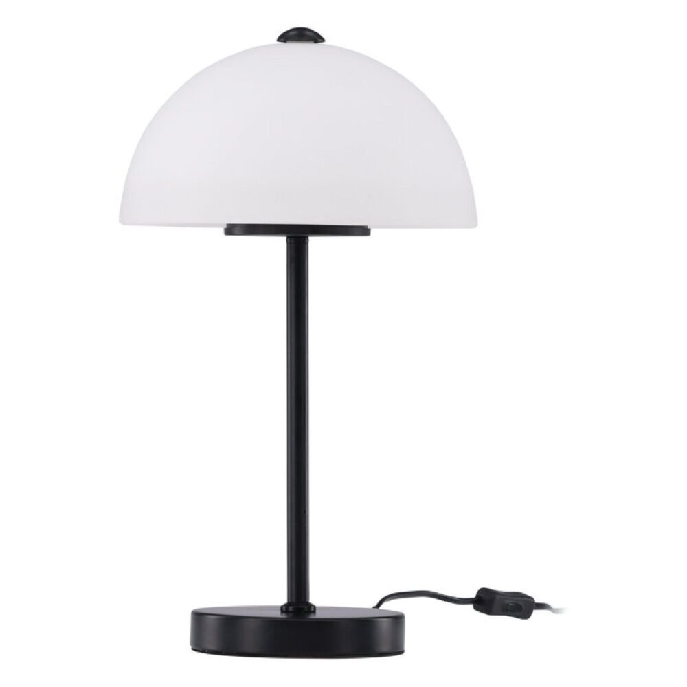 Scandinavische tafellamp met witte glazen kap afbeelding 2