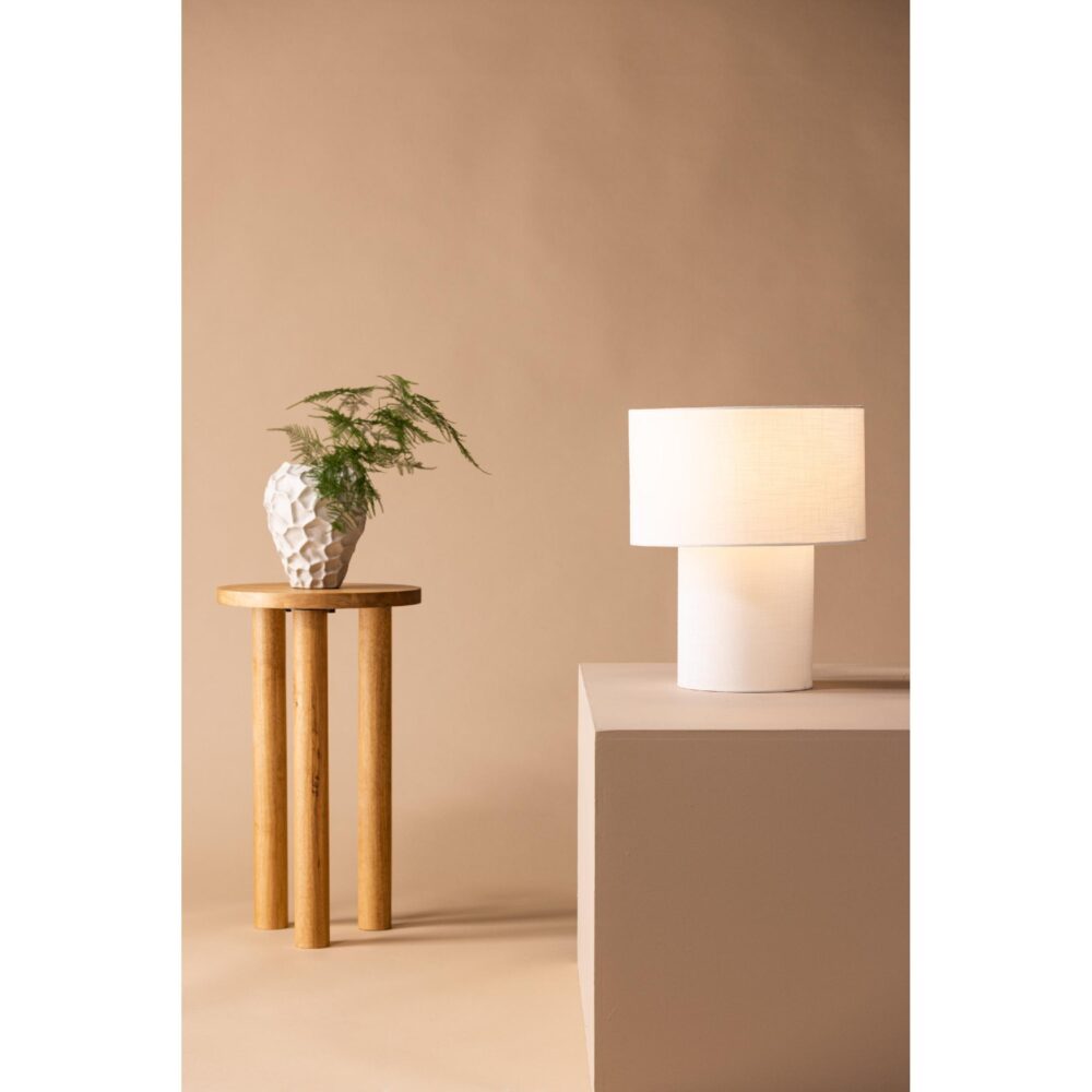 Scandinavische linnen tafellamp wit afbeelding 5