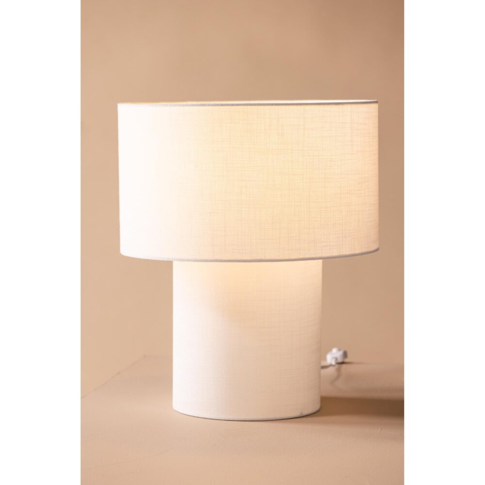 Scandinavische linnen tafellamp wit afbeelding 7