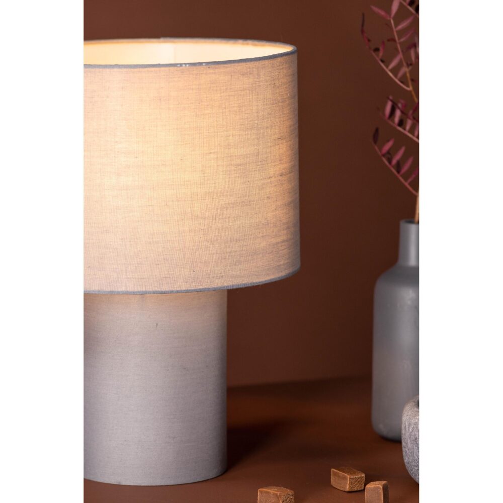 donkergrijze linnen tafellamp afbeelding 6