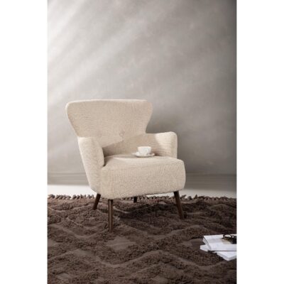 beige bouclé fauteuil afbeelding 8