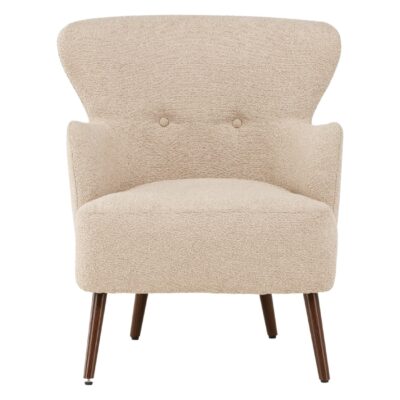 beige bouclé fauteuil afbeelding 2