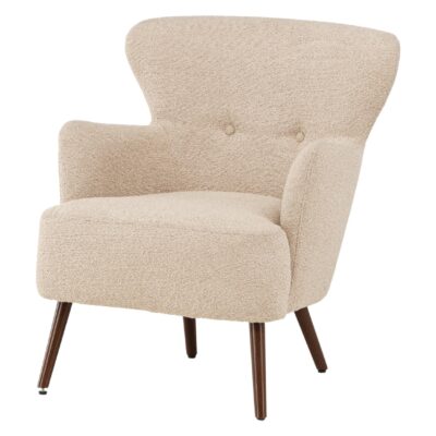 beige bouclé fauteuil afbeelding 1