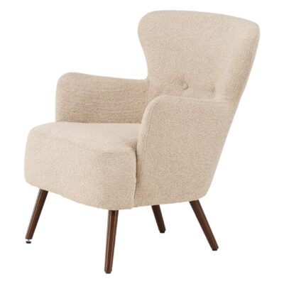 beige bouclé fauteuil afbeelding 3