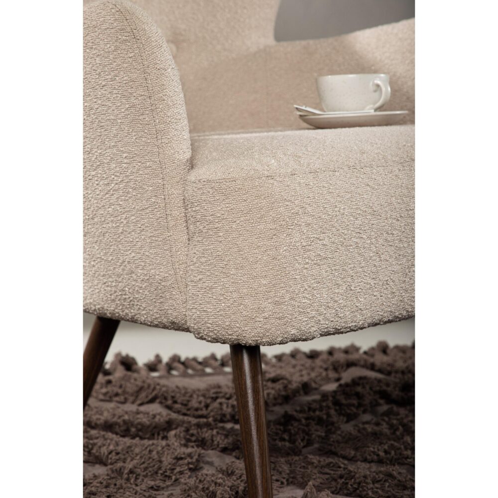 beige bouclé fauteuil afbeelding 11