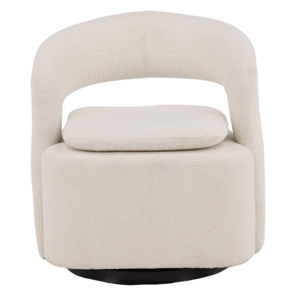 witte bouclé draaifauteuil Ellan met armleuning afbeelding 2