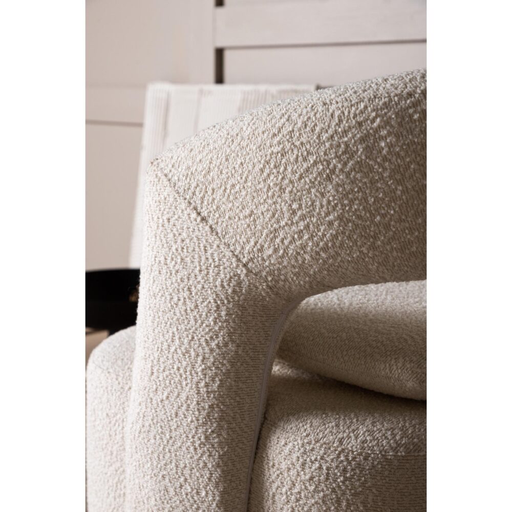 witte bouclé draaifauteuil Ellan met armleuning afbeelding 9