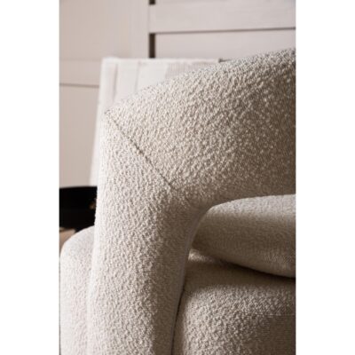 witte bouclé draaifauteuil Ellan met armleuning afbeelding 9