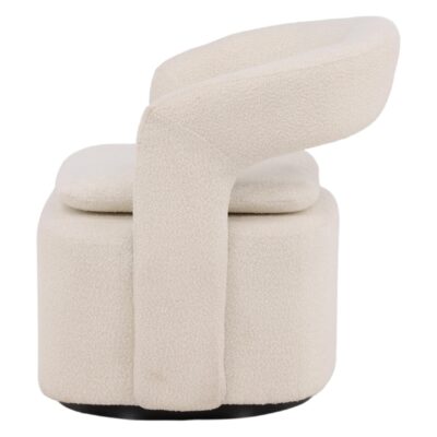 witte bouclé draaifauteuil Ellan met armleuning afbeelding 4