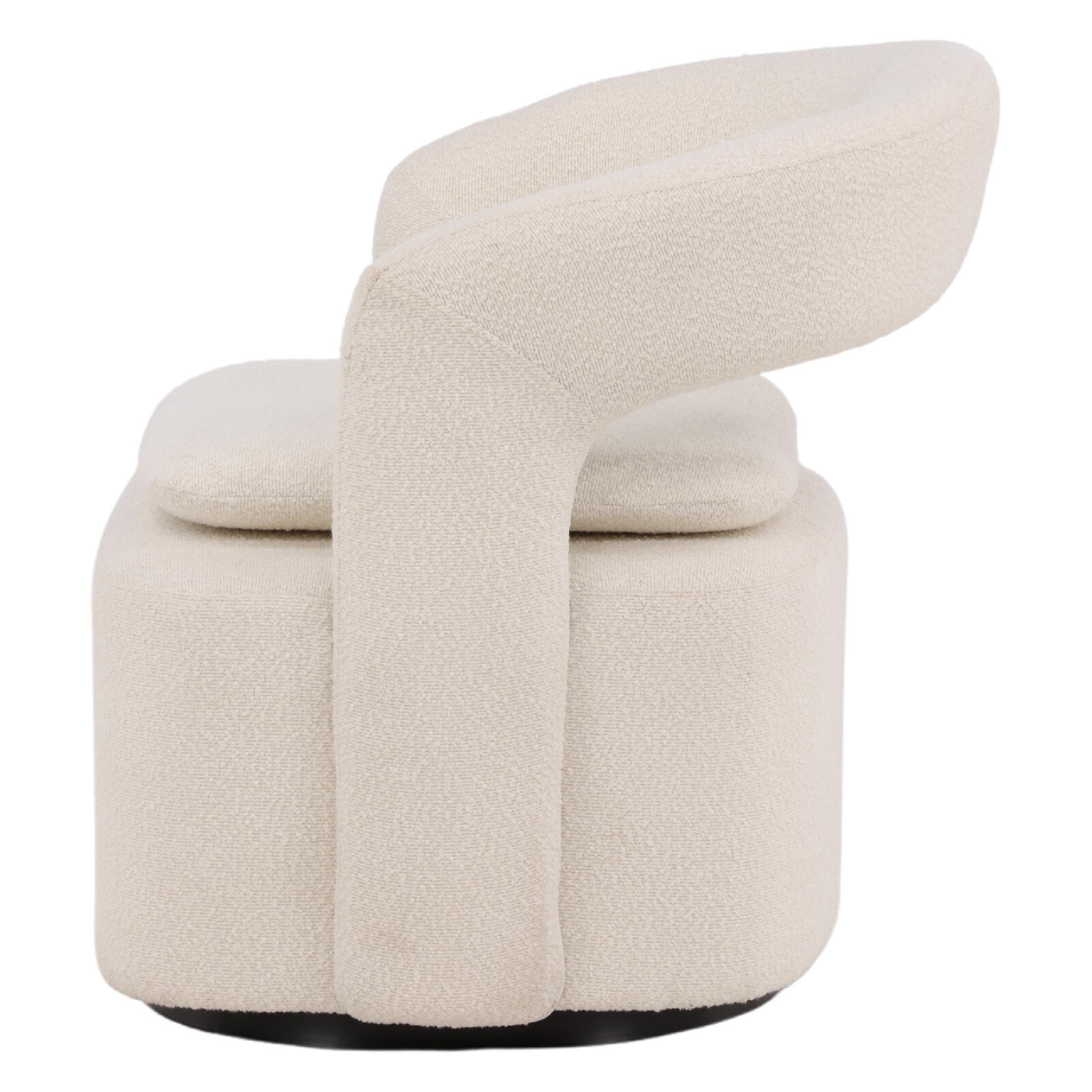 witte bouclé draaifauteuil Ellan met armleuning afbeelding 4