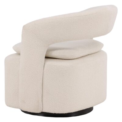 witte bouclé draaifauteuil Ellan met armleuning afbeelding 5