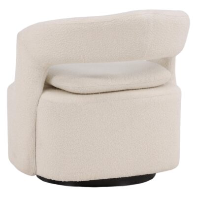witte bouclé draaifauteuil Ellan met armleuning afbeelding 6
