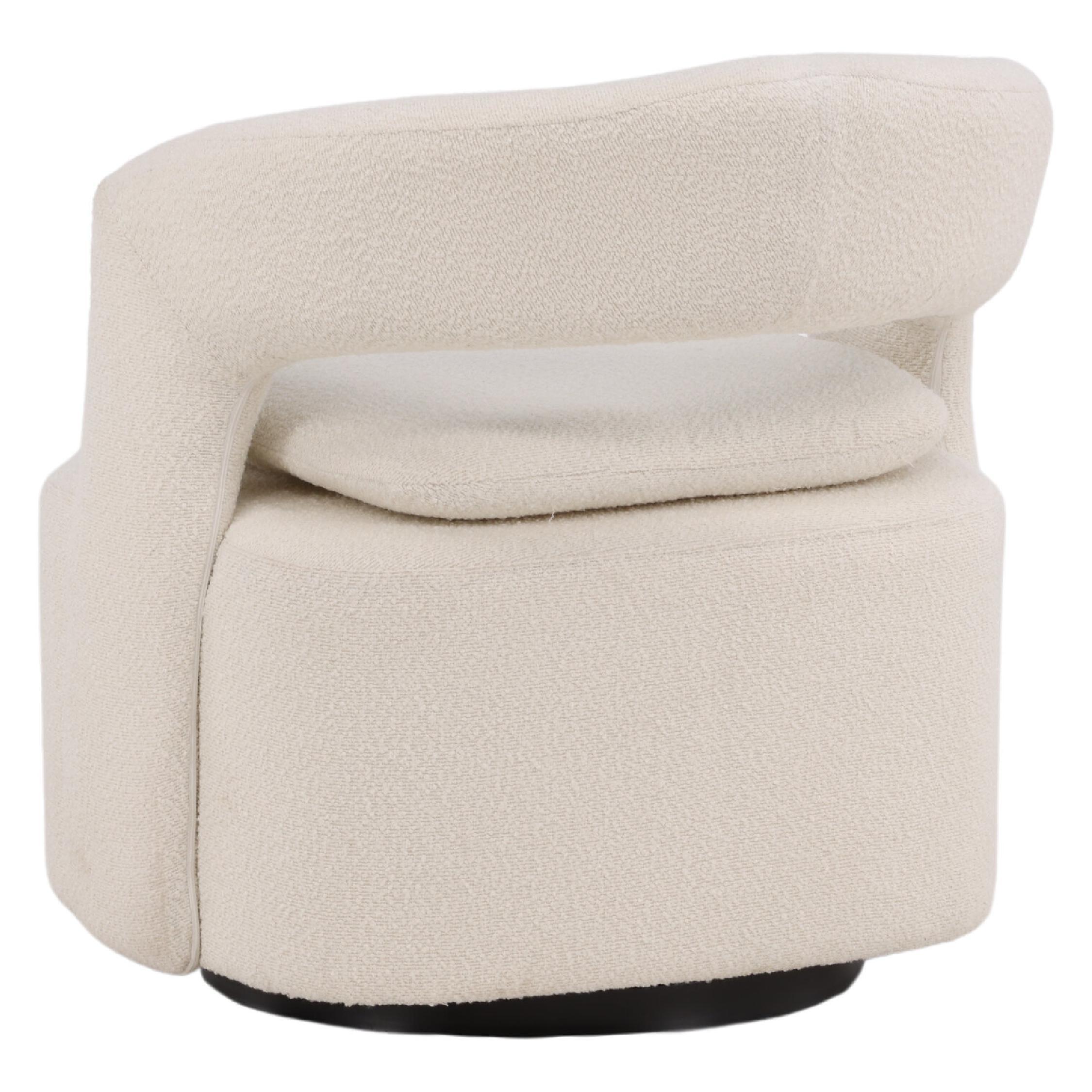 witte bouclé draaifauteuil Ellan met armleuning afbeelding 6