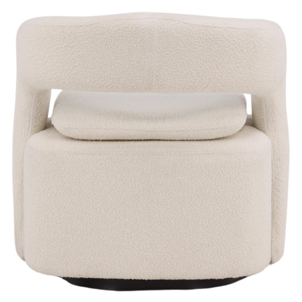 witte bouclé draaifauteuil Ellan met armleuning afbeelding 7