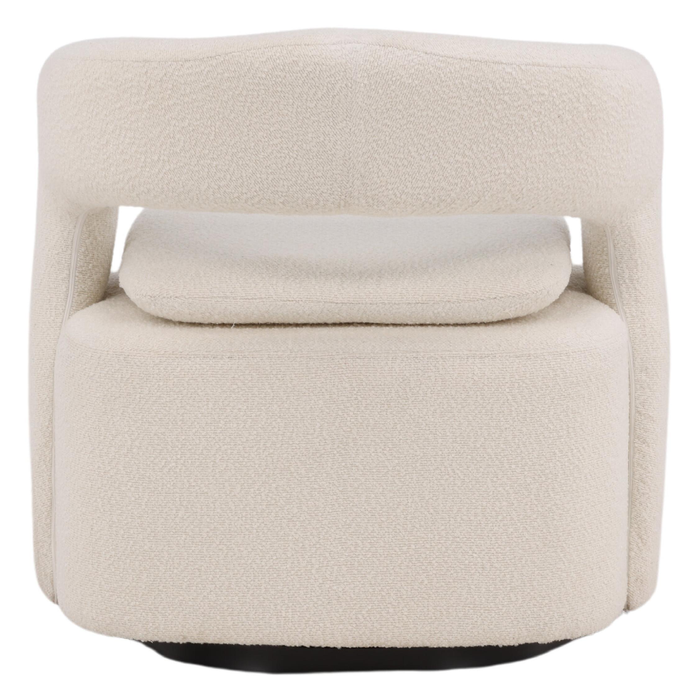 witte bouclé draaifauteuil Ellan met armleuning afbeelding 7