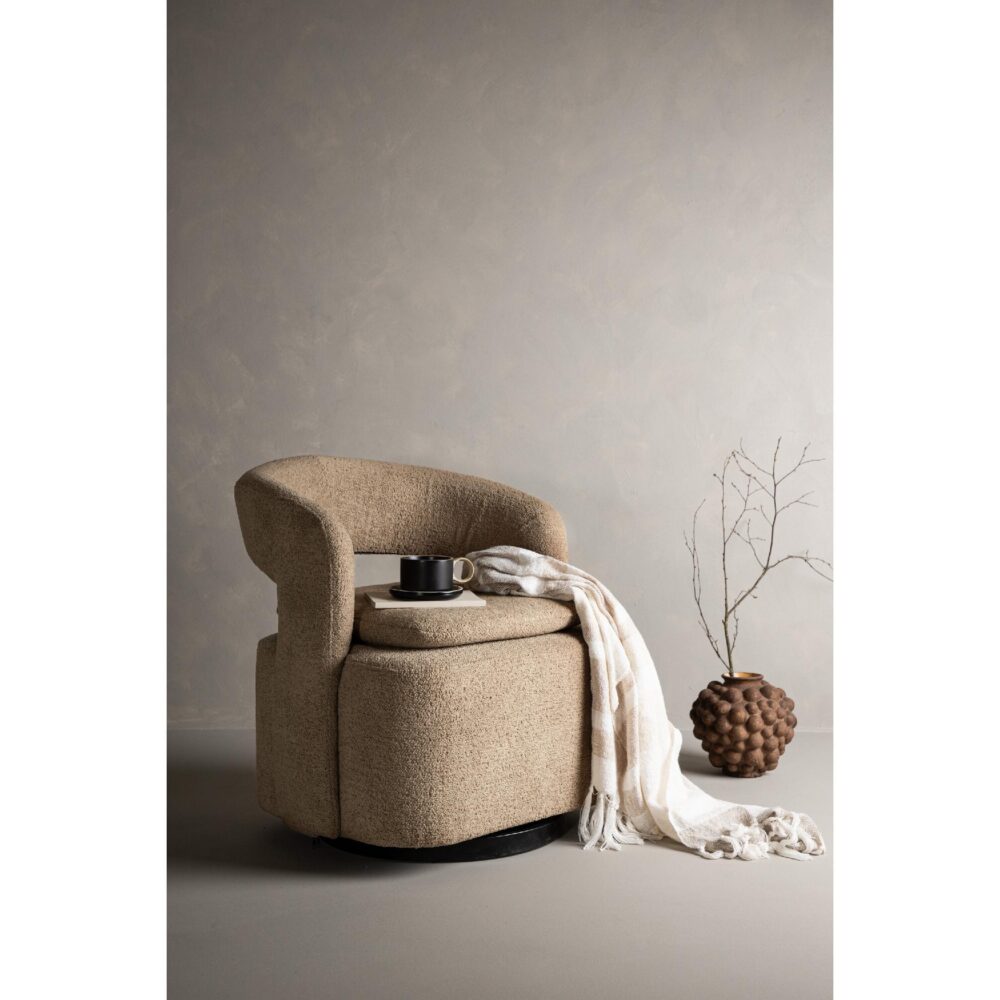 bruine bouclé draaifauteuil Ellan afbeelding 8