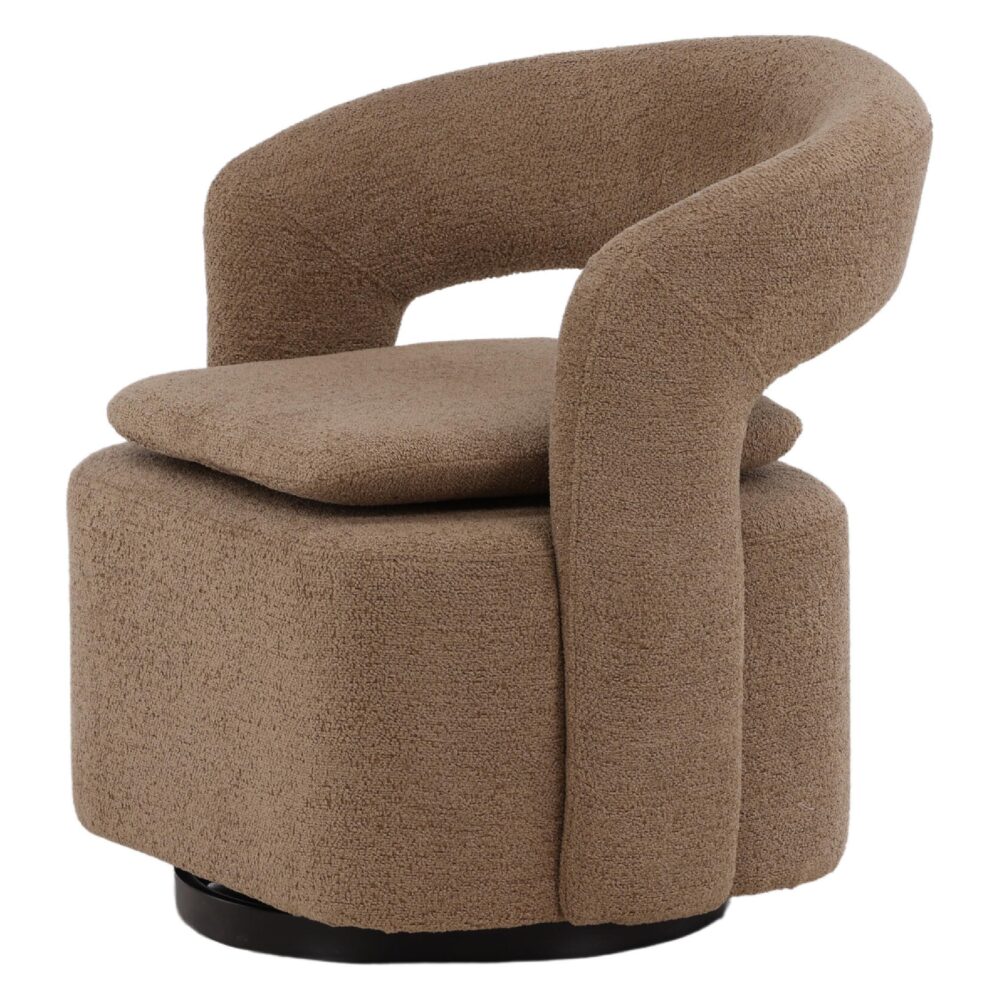 bruine bouclé draaifauteuil Ellan afbeelding 3