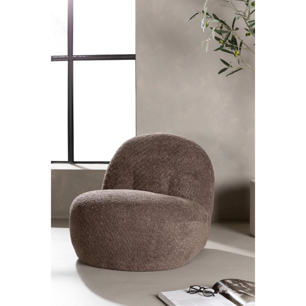 bruine bouclé fauteuil Ylena afbeelding 8
