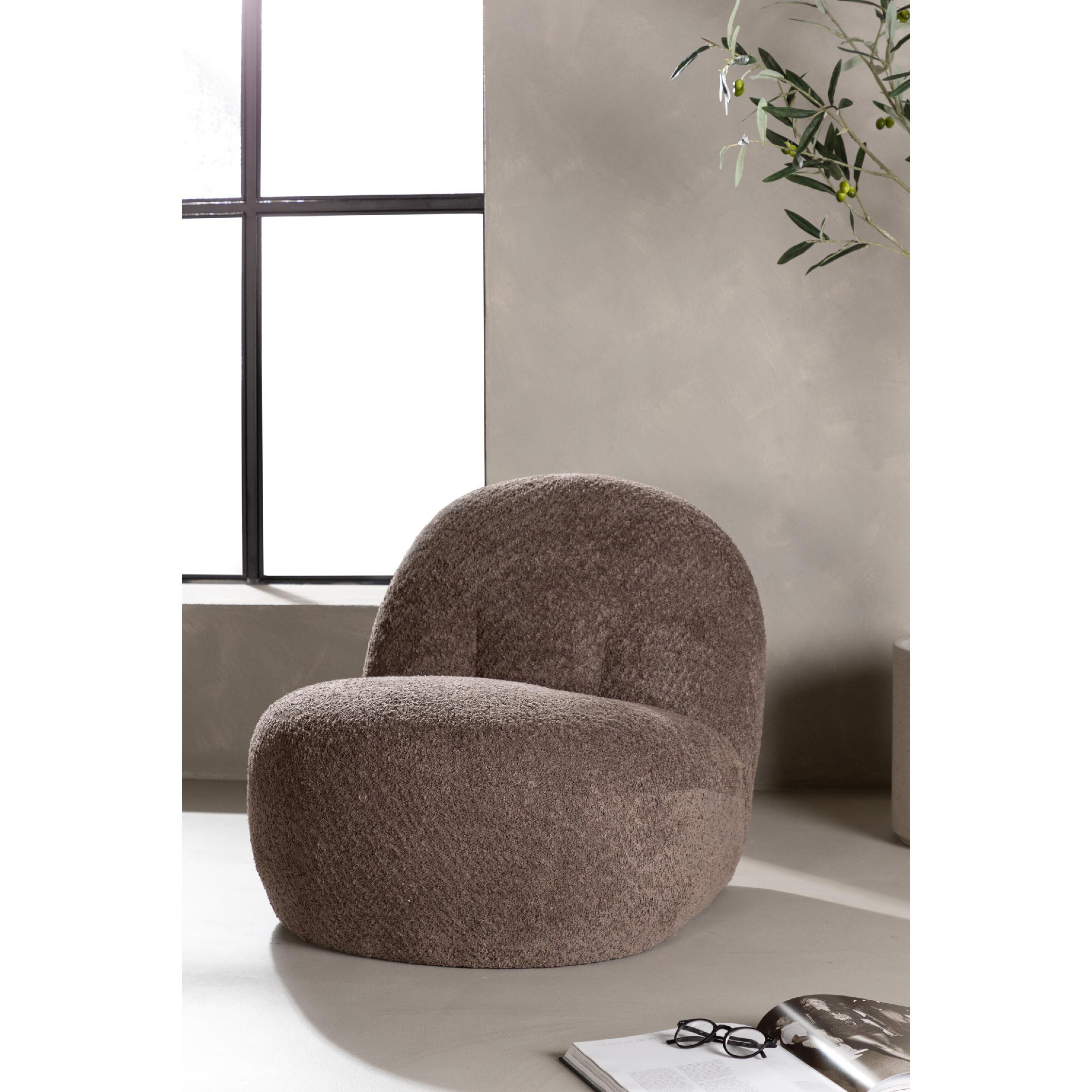 bruine bouclé fauteuil Ylena afbeelding 8