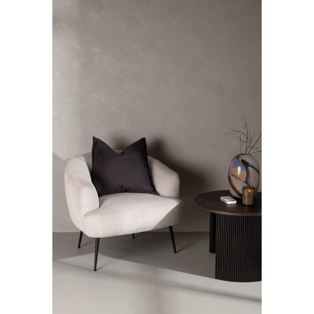 beige ribstof fauteuil afbeelding 8