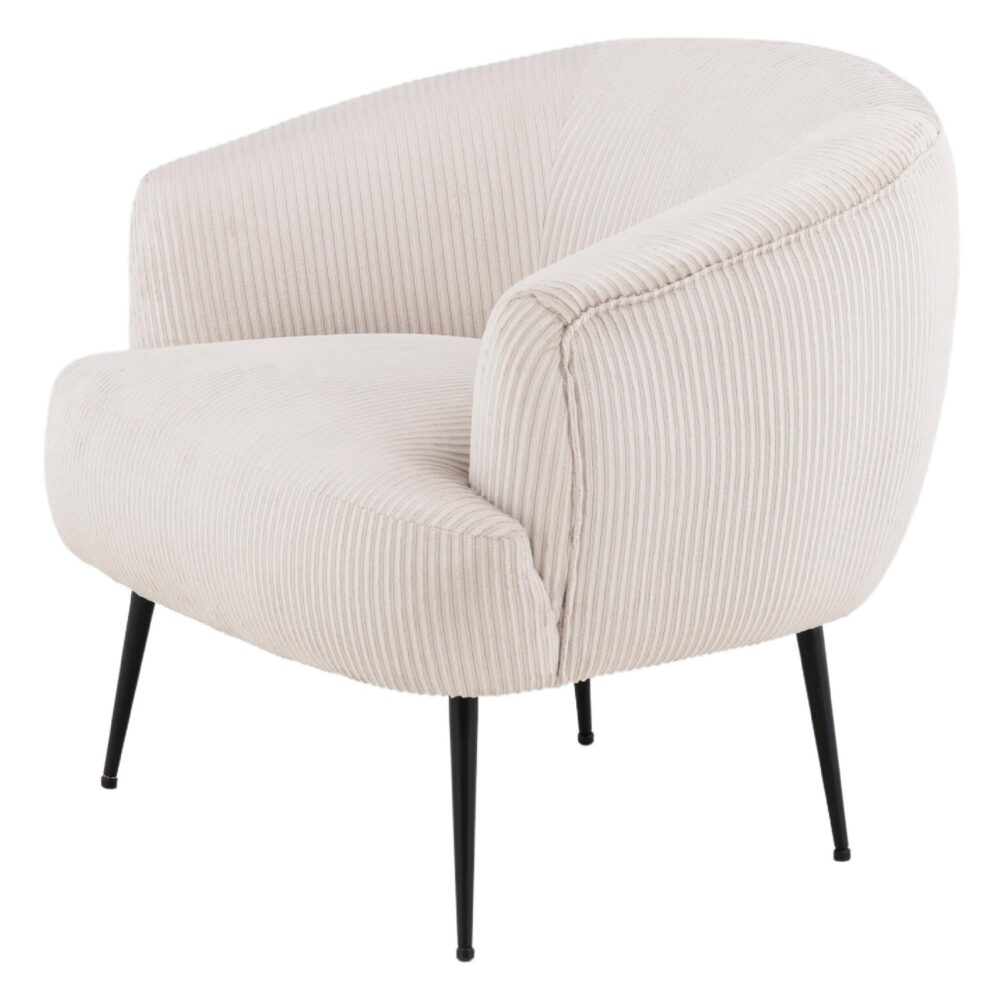 beige ribstof fauteuil afbeelding 3