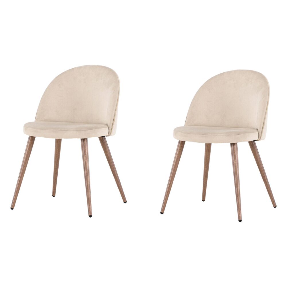 beige velvet eetkamerstoelen set van 2 Nest of Nora afbeelding 1