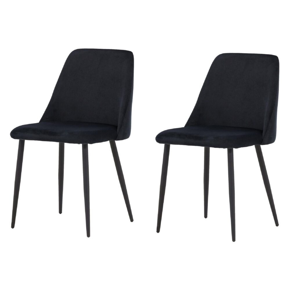 zwarte fluwelen eetkamerstoelen Nila set van 2 afbeelding 1